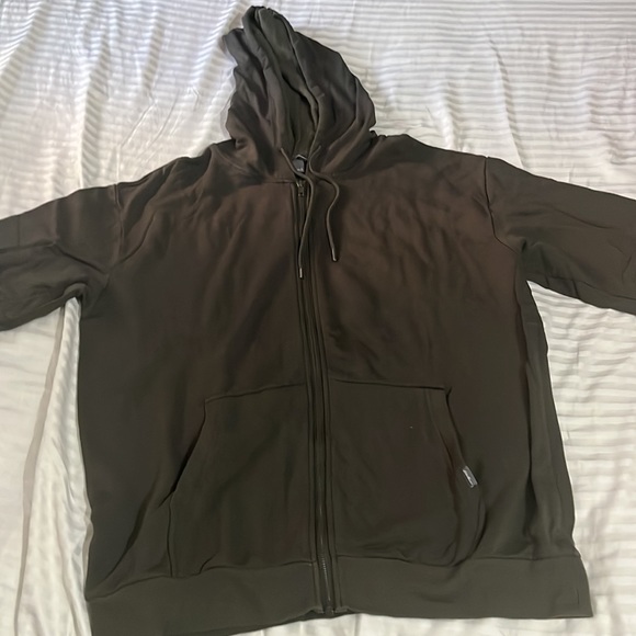 BRAND NEW OLIVE GREEN EDDIE BAUER ZIP UP HOODIE SIZE LARGE - Picture 1 of 4